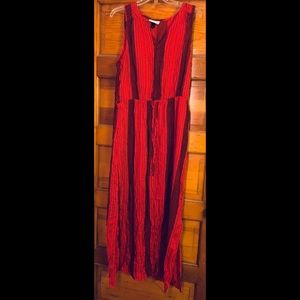 Red and Black striped Maxi sundress.